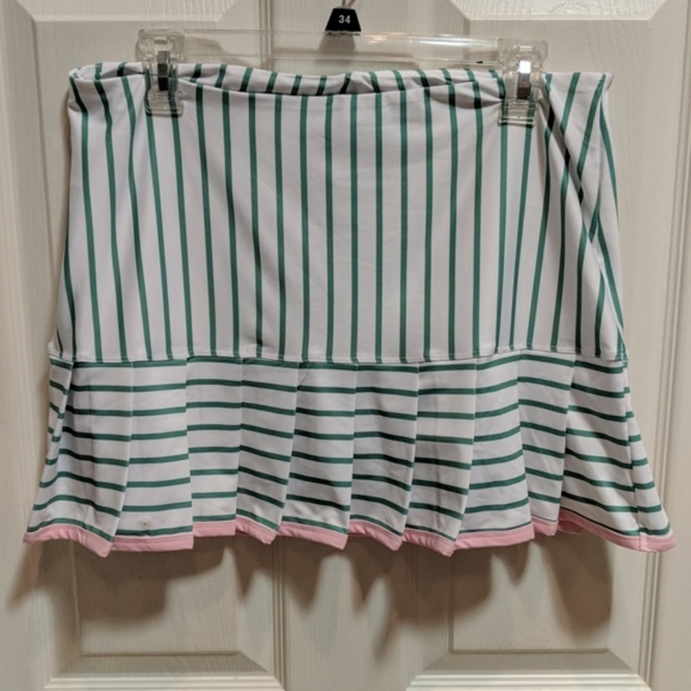 40 Lime Charleston Women's Striped Tennis Skirt Size Large
